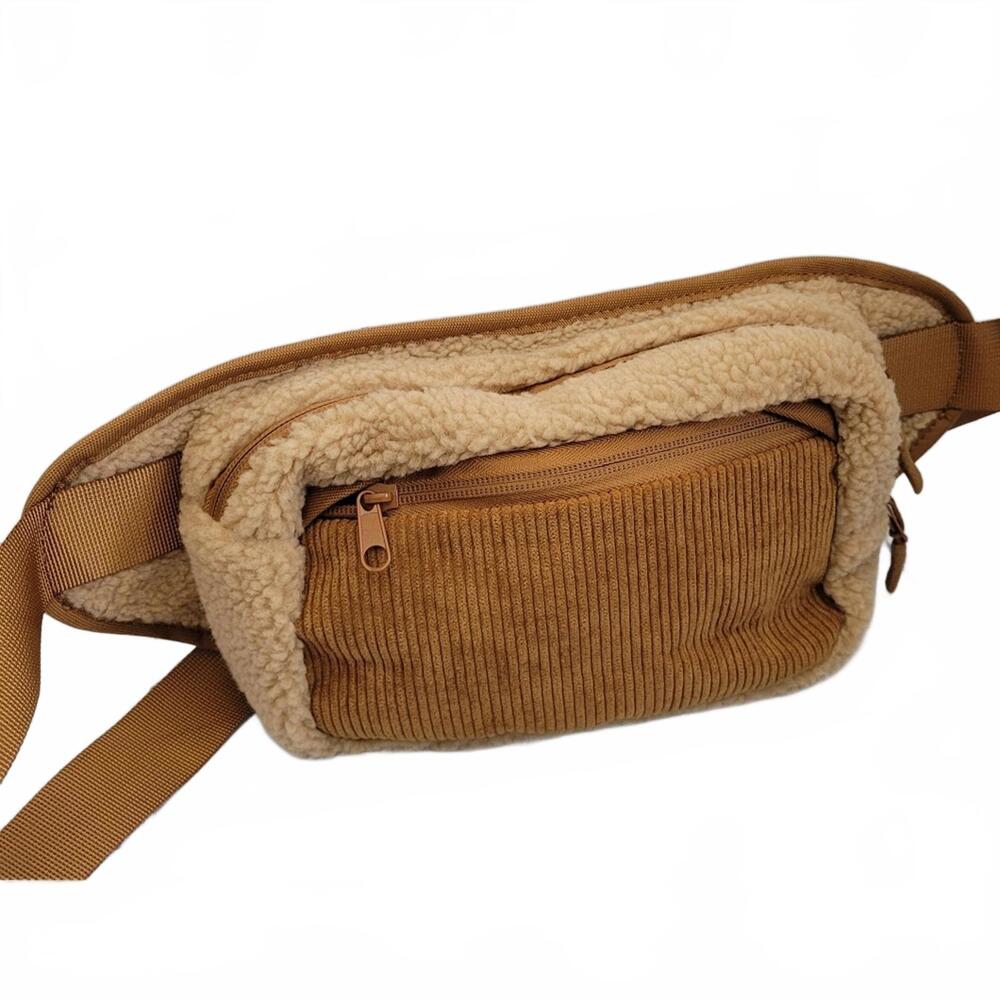 Ladies Whimsical Style Fuzzy Soft Fanny Pack Waist Pouch Adjustable Strap Two Zi - Picture 2 of 9